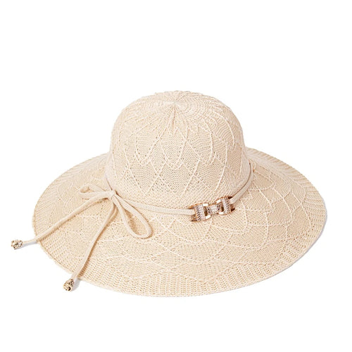 New Foldable Straw Bucket Sun Hat for Women, Summer UV Protection Beach Cool Cap