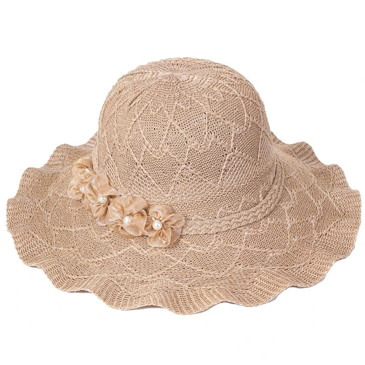 New Women's Summer Sun Hat, UV Protection, Breathable Sweet Casual Cap, Foldable Wide Brim Beach Hat
